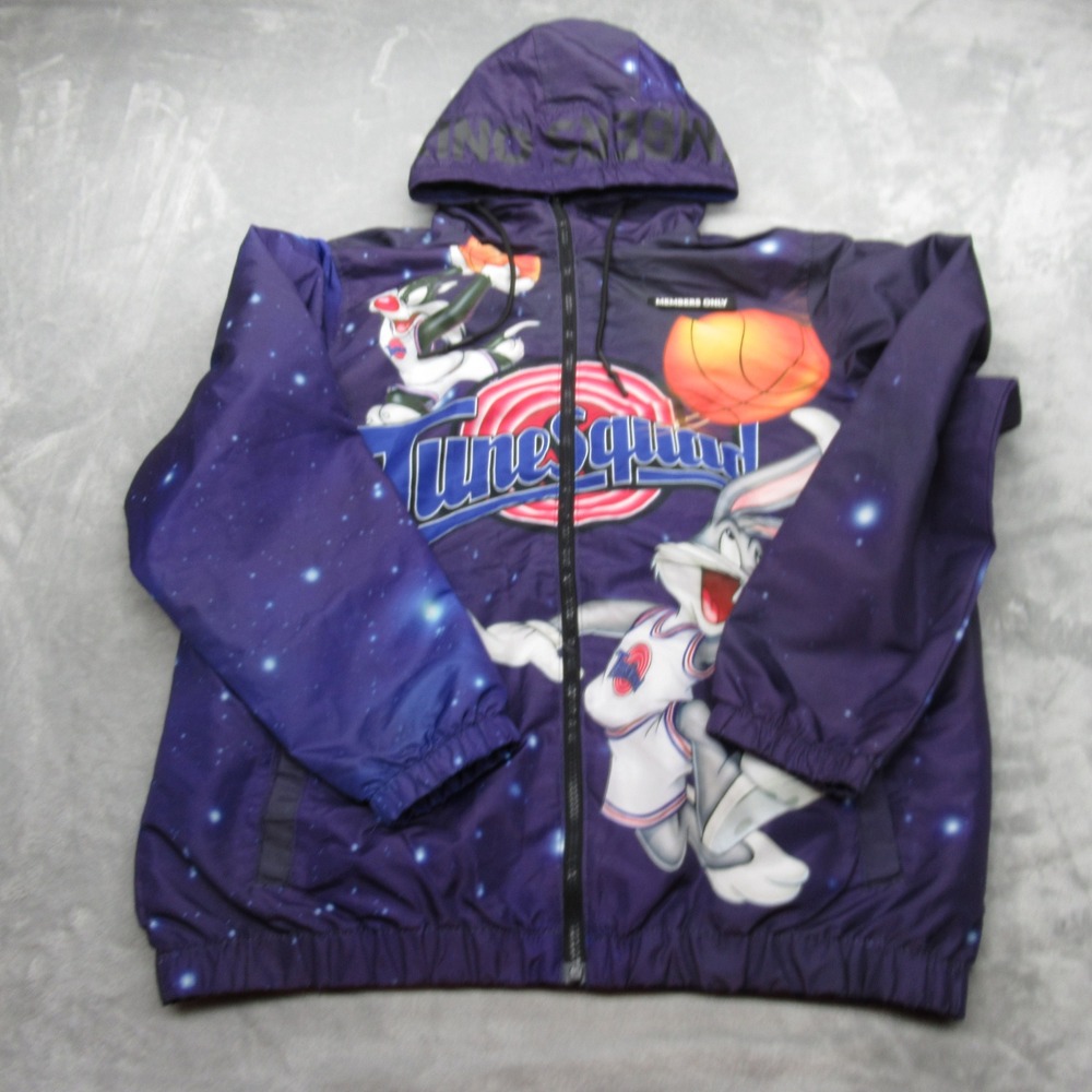 Space Jam Jacket‎ Mens Medium Purple Tune Squad Graphic Lightweight Packable - Picture 2 of 14